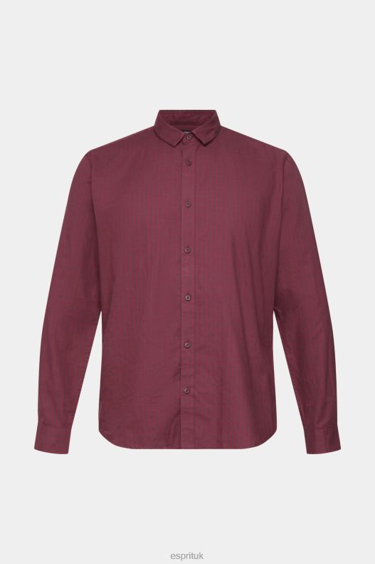 Esprit Checked slim fit shirt Men Bordeaux Red Shirts P0D0X690 - Image 5