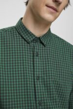 Esprit Checked slim fit shirt Men Dark Teal Green Shirts P0D0X688 - Image 3
