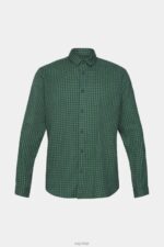 Esprit Checked slim fit shirt Men Dark Teal Green Shirts P0D0X688 - Image 5