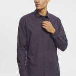 Esprit Checked slim fit shirt Men Navy Shirts P0D0X689