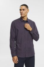 Esprit Checked slim fit shirt Men Navy Shirts P0D0X689