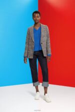 Esprit Checked wool blend blazer Women Cream Beige Coats P0D0X447 - Image 2