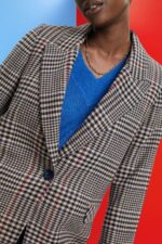 Esprit Checked wool blend blazer Women Cream Beige Coats P0D0X447 - Image 3