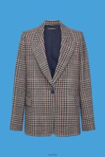 Esprit Checked wool blend blazer Women Cream Beige Coats P0D0X447 - Image 5