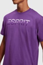 Esprit Chest flocked logo applique t-shirt Men Dark Purple T-Shirts P0D0X610 - Image 2