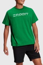 Esprit Chest flocked logo applique t-shirt Men Green T-Shirts P0D0X609