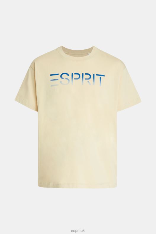 Esprit Chest flocked logo applique t-shirt Men Light Taupe T-Shirts P0D0X608 - Image 4