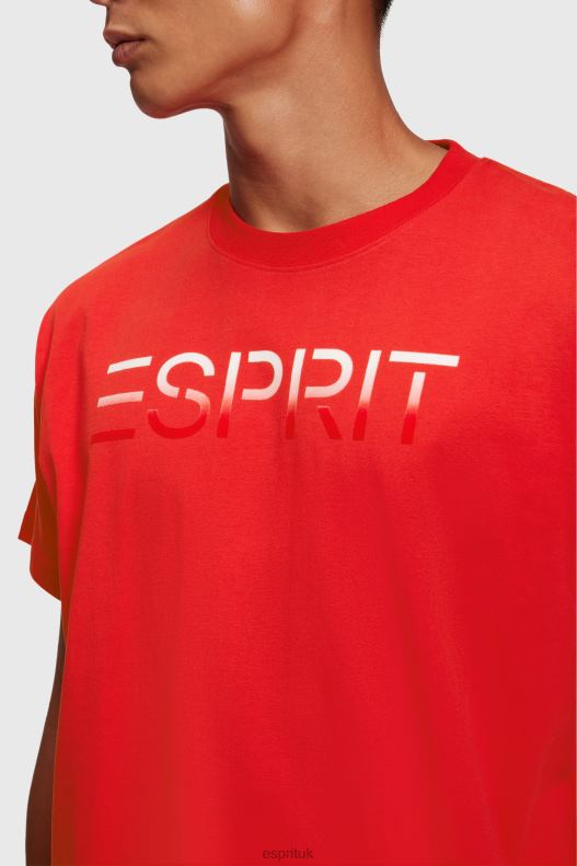 Esprit Chest flocked logo applique t-shirt Men Red T-Shirts P0D0X611 - Image 2