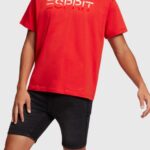 Esprit Chest flocked logo applique t-shirt Men Red T-Shirts P0D0X611