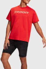 Esprit Chest flocked logo applique t-shirt Men Red T-Shirts P0D0X611