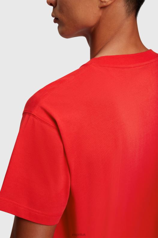 Esprit Chest flocked logo applique t-shirt Men Red T-Shirts P0D0X611 - Image 3