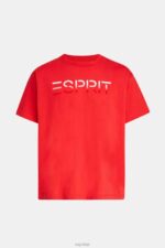 Esprit Chest flocked logo applique t-shirt Men Red T-Shirts P0D0X611 - Image 4