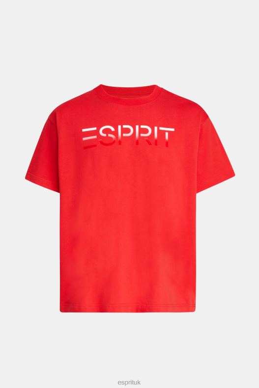Esprit Chest flocked logo applique t-shirt Men Red T-Shirts P0D0X611 - Image 4