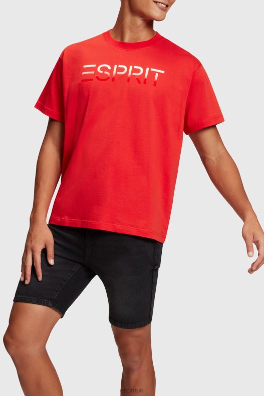Esprit Chest flocked logo applique t-shirt Men Red T-Shirts P0D0X611 - Image 1