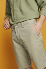 Esprit Chino-style shorts Men Light Green Shorts P0D0X673 - Image 3