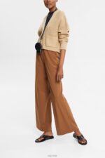 Esprit Chunky-knit cotton blend cardigan Women Sand Sweaters P0D0X392 - Image 2