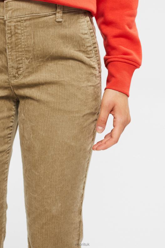 Esprit Cord trousers Women Pale Khaki Trousers & Pants P0D0X346 - Image 3