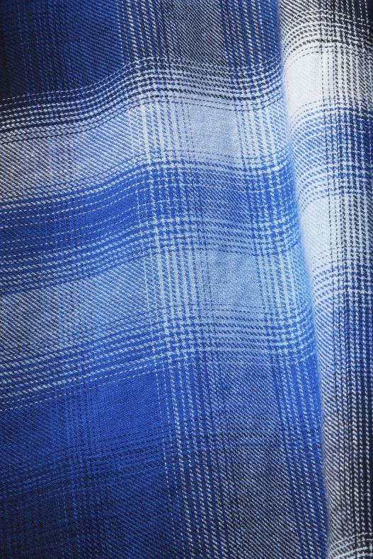 Esprit Cotton and hemp blended checquered tartan shirt Men Blue Shirts P0D0X715 - Image 4
