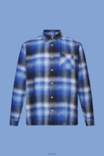 Esprit Cotton and hemp blended checquered tartan shirt Men Blue Shirts P0D0X715 - Image 5