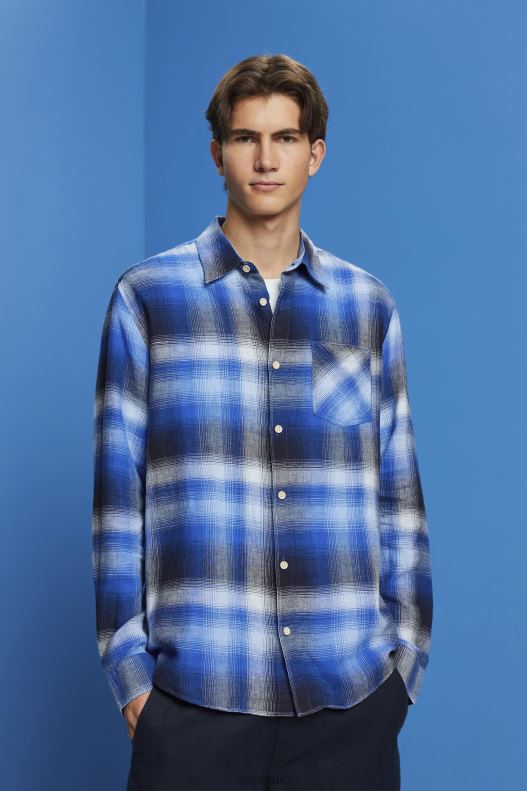 esprit_cotton_and_hemp_blended_checquered_tartan_shirt_men_blue_shirts_p0d0x715.jpg Esprit Cotton and hemp blended checquered tartan shirt Men Blue Shirts P0D0X715 - Image 1