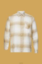 Esprit Cotton and hemp blended checquered tartan shirt Men Ice Shirts P0D0X714 - Image 5