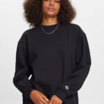 Esprit Cotton Blend Pullover Sweatshirt Women Black Sweatshirts & Hoodies P0D0X27