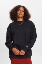Esprit Cotton Blend Pullover Sweatshirt Women Black Sweatshirts & Hoodies P0D0X27
