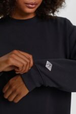 Esprit Cotton Blend Pullover Sweatshirt Women Black Sweatshirts & Hoodies P0D0X27 - Image 3