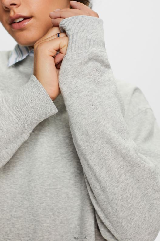 Esprit Cotton Blend Pullover Sweatshirt Women Light Grey Sweatshirts & Hoodies P0D0X28 - Image 3