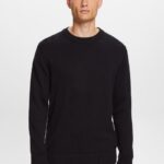 Esprit Cotton Crewneck Sweatshirt Men Black Sweatshirts & Hoodies P0D0X578