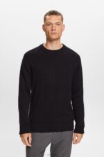 Esprit Cotton Crewneck Sweatshirt Men Black Sweatshirts & Hoodies P0D0X578