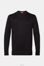 Esprit Cotton Crewneck Sweatshirt Men Black Sweatshirts & Hoodies P0D0X578 - Image 5