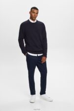 Esprit Cotton Crewneck Sweatshirt Men Navy Sweatshirts & Hoodies P0D0X579 - Image 2