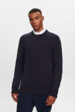Esprit Cotton Crewneck Sweatshirt Men Navy Sweatshirts & Hoodies P0D0X579