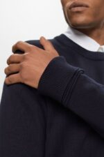 Esprit Cotton Crewneck Sweatshirt Men Navy Sweatshirts & Hoodies P0D0X579 - Image 3