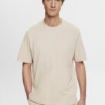 Esprit Cotton crewneck T-shirt Men Light Taupe T-Shirts P0D0X722