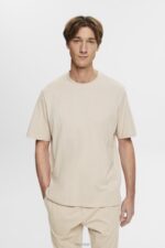 Esprit Cotton crewneck T-shirt Men Light Taupe T-Shirts P0D0X722