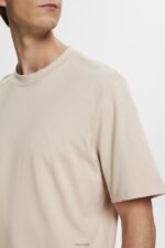 Esprit Cotton crewneck T-shirt Men Light Taupe T-Shirts P0D0X722 - Image 3