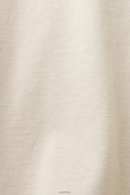 Esprit Cotton crewneck T-shirt Men Light Taupe T-Shirts P0D0X722 - Image 4