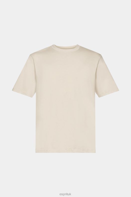 Esprit Cotton crewneck T-shirt Men Light Taupe T-Shirts P0D0X722 - Image 5