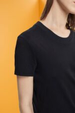 Esprit Cotton crewneck t-shirt Women Black T-Shirts P0D0X454 - Image 3