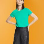 Esprit Cotton crewneck t-shirt Women Light Green T-Shirts P0D0X458