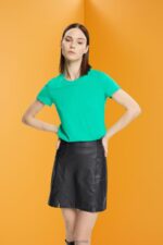 Esprit Cotton crewneck t-shirt Women Light Green T-Shirts P0D0X458