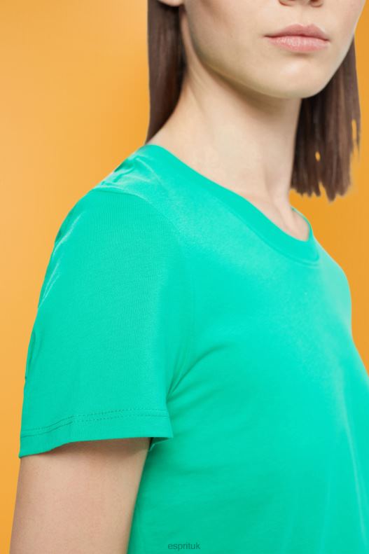 Esprit Cotton crewneck t-shirt Women Light Green T-Shirts P0D0X458 - Image 3