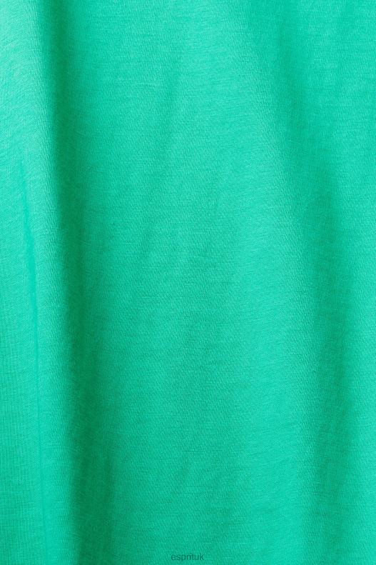 Esprit Cotton crewneck t-shirt Women Light Green T-Shirts P0D0X458 - Image 4