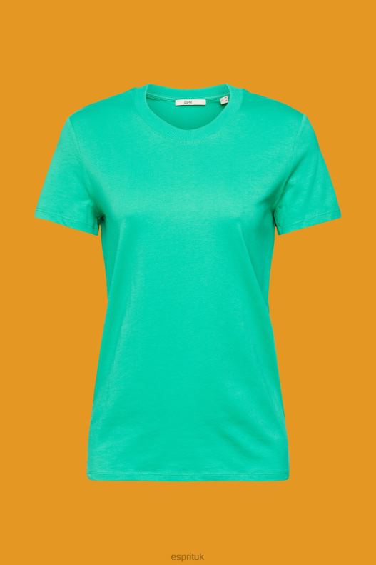 Esprit Cotton crewneck t-shirt Women Light Green T-Shirts P0D0X458 - Image 5