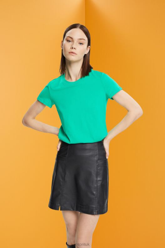 Esprit Cotton crewneck t-shirt Women Light Green T-Shirts P0D0X458 - Image 1