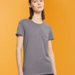 Esprit Cotton crewneck t-shirt Women Medium Grey T-Shirts P0D0X455