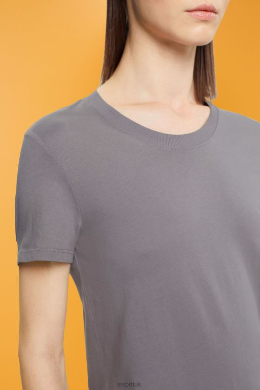 Esprit Cotton crewneck t-shirt Women Medium Grey T-Shirts P0D0X455 - Image 3