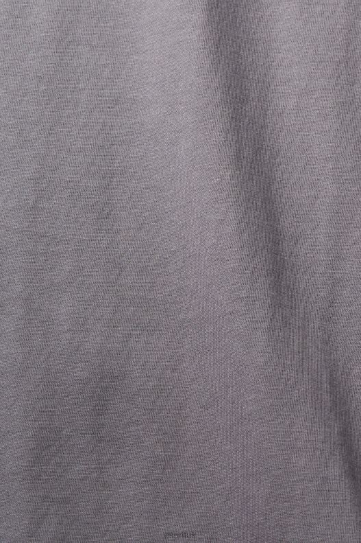 Esprit Cotton crewneck t-shirt Women Medium Grey T-Shirts P0D0X455 - Image 4